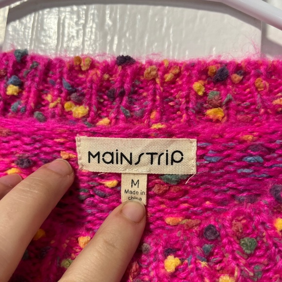 Main strip Bubble sleeve pink confetti sweater size medium - Picture 4 of 8